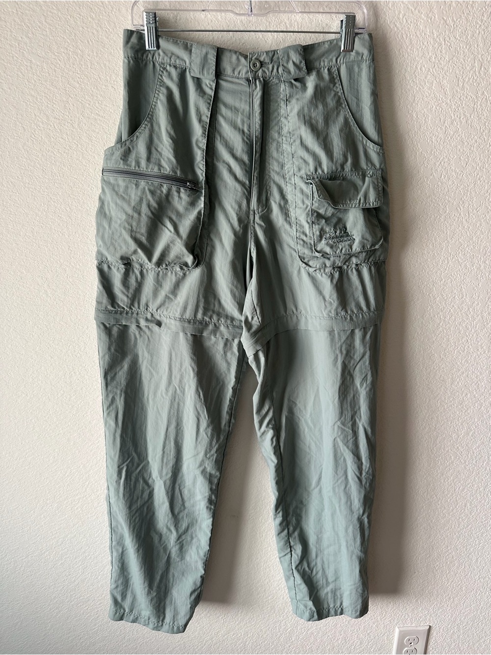 Cabelas Guidewear Convertible Cargo Pants Sage Green Nylon Fishing Mens Medium